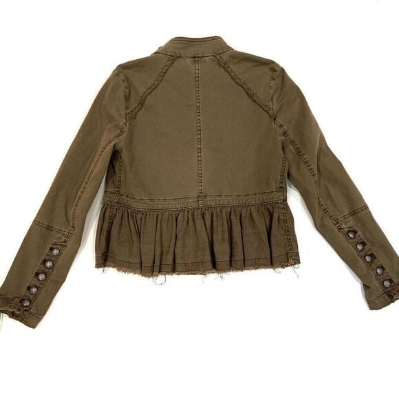 FREE PEOPLE Cropped Ruffle Military Jacket (Sz XS) - Picture 4 of 12